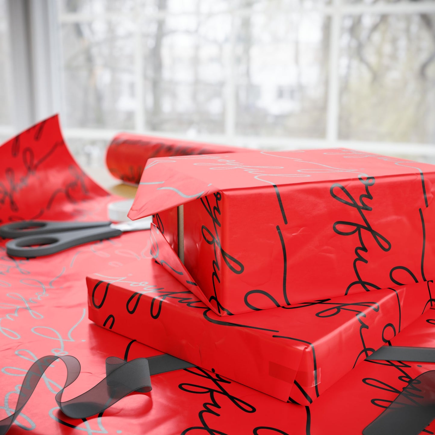 Holiday masterpiece with our exquisitely designed red wrapping paper