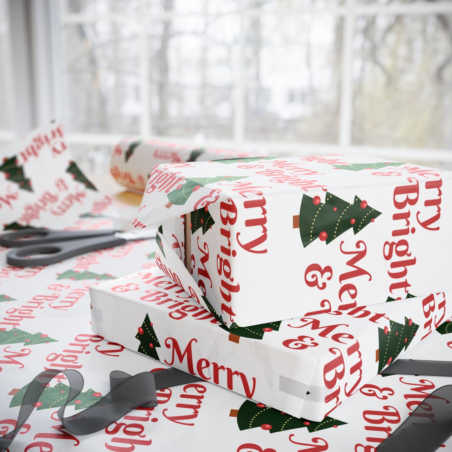 Merry & Bright Holiday Wrapping Paper – Eco-Friendly Christmas Gift Wrap for Every Celebration